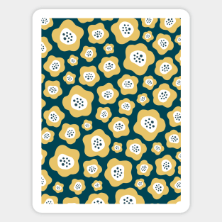 Funky Floral Pattern II in Charcoal and Yellow Magnet